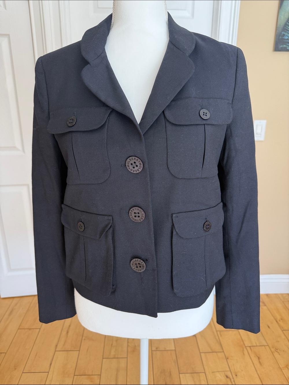 Mulberry Black Pocketed Tailored Blazer Jacket